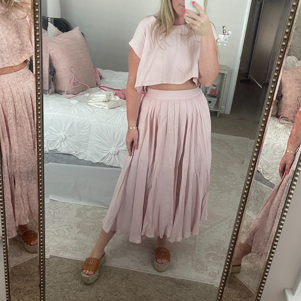 Light pink 2 piece skirt set